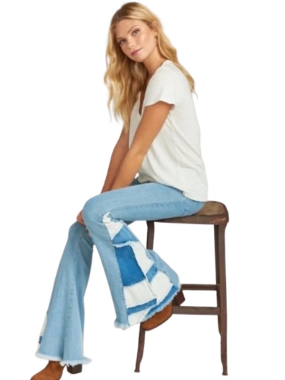 Show Me Your Mumu Woodstock Flare Bell Bottom Jeans Size 28 Echo Wash - Picture 13 of 13